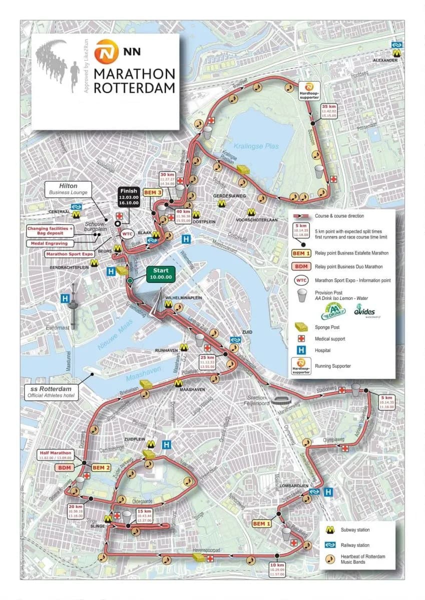 Course map NN Marathon Rotterdam Watch Athletics